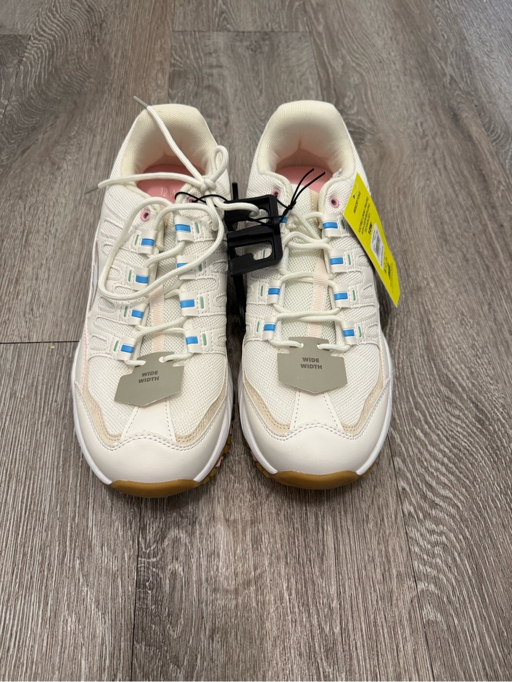 Avia Women's Cream White Sneakers with Pink and Blue Accents